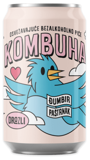 Drozli Kombuha Đumbir i Paštrnak - prirodno fermentisana Kombuha u limenci